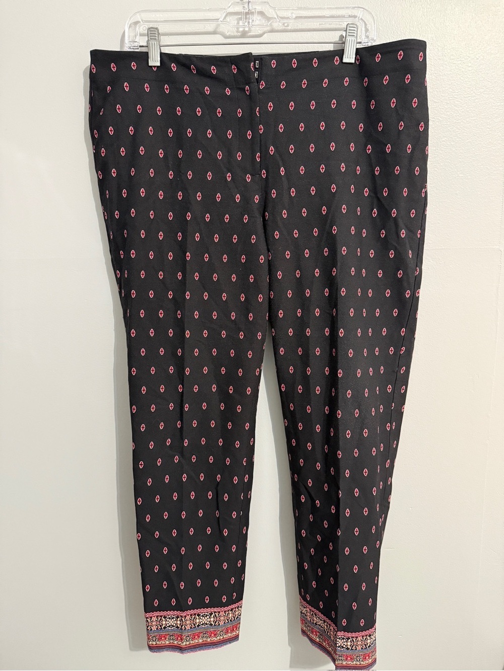 J Jill Pants Womens 16 Premium Bi Stretch Cropped Boho Printed Office Casual